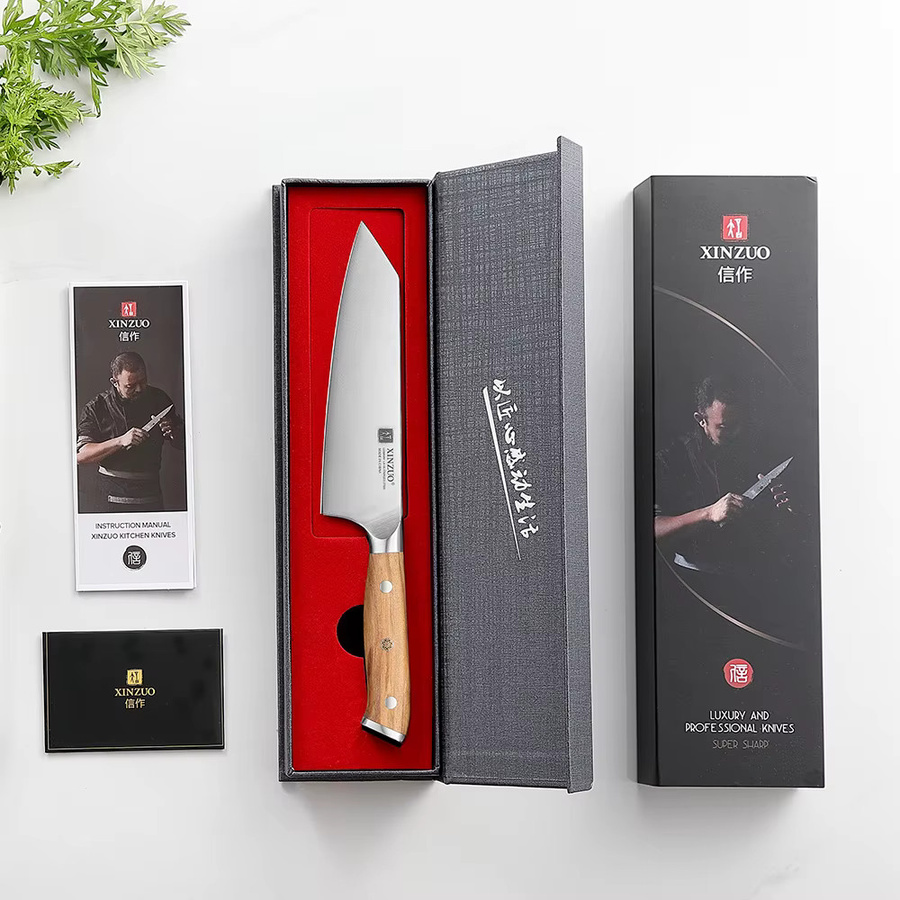 XINZUO Bunka Küchenmesser aus Edelstahl mit Olivholzgriff, Farbe: Silber/Braun - Bild 4