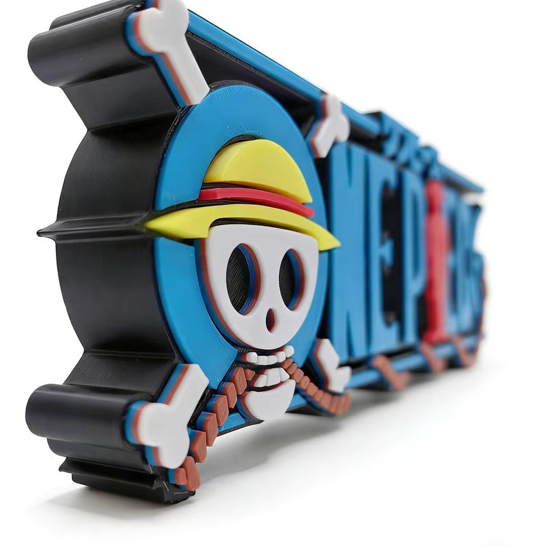 Bandai One Piece Strohhut Totenkopf-Logo 3D-gedrucktes stehendes Schild, Multicolor, Anime-Sammlerstück zur Schreibtischdekoration - Bild 3