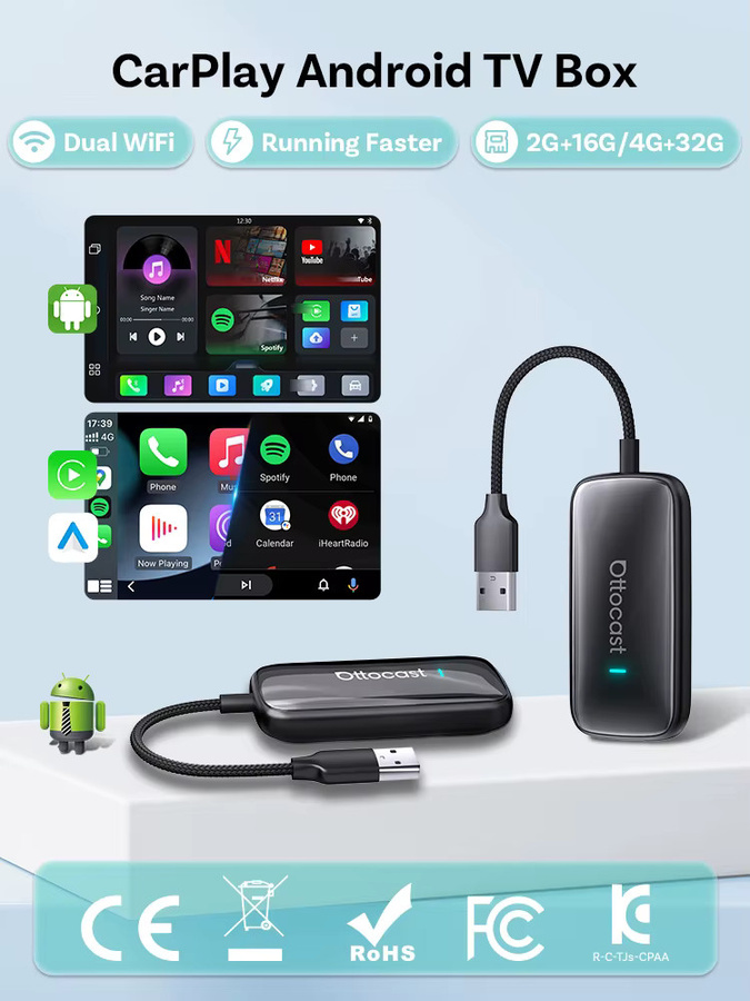 OTTOCAST Play2Video Ultra Kabelloser CarPlay und Android Auto Adapter mit Netflix und YouTube Unterstützung in Schwarz - Bild 4