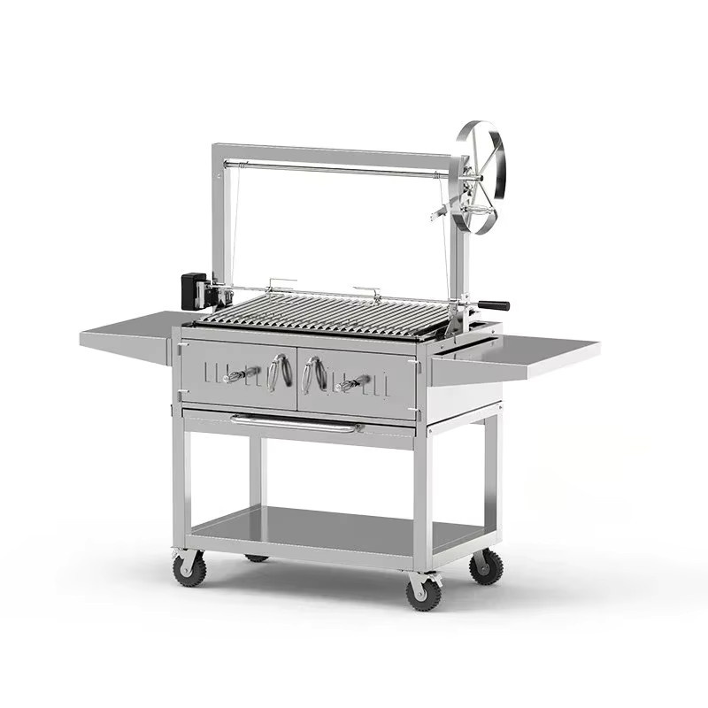 Amerikanischer BBQ-Grill aus Edelstahl in Silber mit Standfuß für Garten und Outdoor - Bild 2