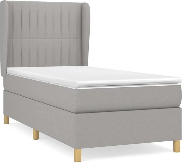 vidaXL Boxspringbett mit Matratze in Hellgrau, Hybrid-Bett mit Taschenfederkern, B/T: 100 x 200 cm - Bild 1