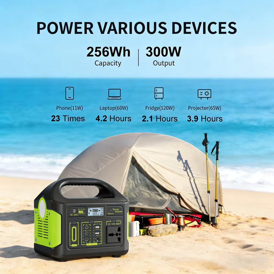 Gaiaray Tragbare Stromversorgung 300W 256Wh Solar-Powerstation in Schwarz mit LiFePO4 Akku und Smart BMS für Camping, Reisen und Wohnmobil - Bild 3