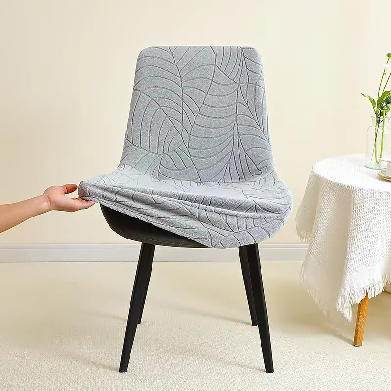 Yupartex Stretch Stuhlhussen mit Blatt Jacquard Muster für Esszimmerstühle in einfarbigem Design - Bild 2