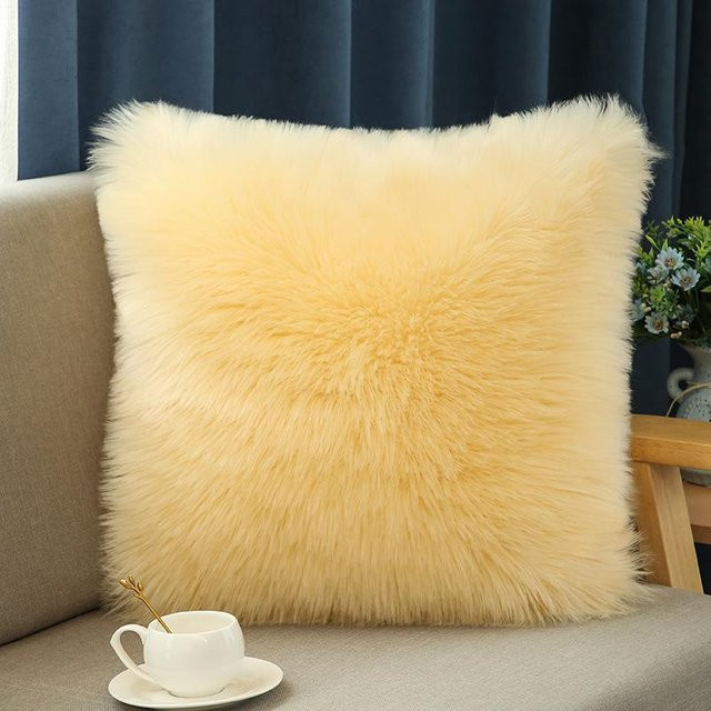 Waschbare Faux-Woll-Plüsch-Kissenhülle von Global Finds für dein Sofa, B/B/H: 50 x 50 cm - Bild 1