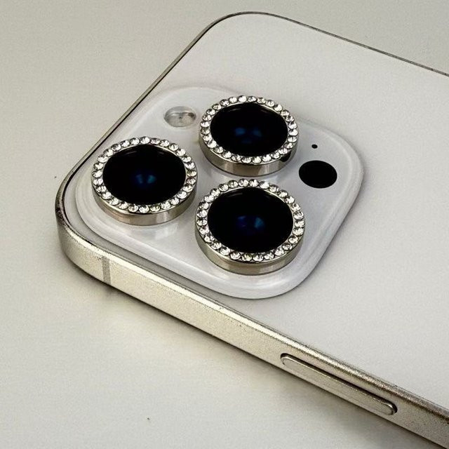 Diamant-Kameraobjektivschutz für iPhone 17 Pro Max Plus 15 14 13 12 Mini in Silber - Bild 1