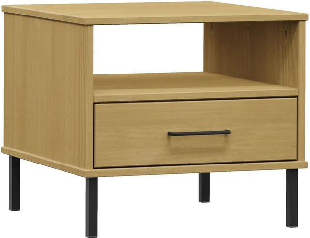 vidaXL Nachttisch OSLO aus massivem Kiefernholz und Metall in Braun im Industrie-Stil B/T/H: 50 x 45 x 45 cm - Bild 1