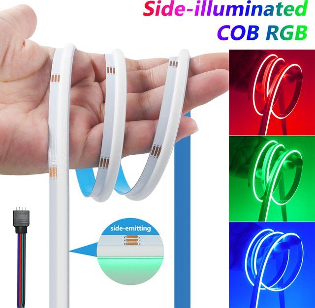 HEGEHE RGB-COB-LED-Streifen mit seitlicher Beleuchtung, DC 24 V, 840 LEDs/m, hohe Helligkeit, IP20, flexible Banddiode für Deine Heimdekoration - Bild 1