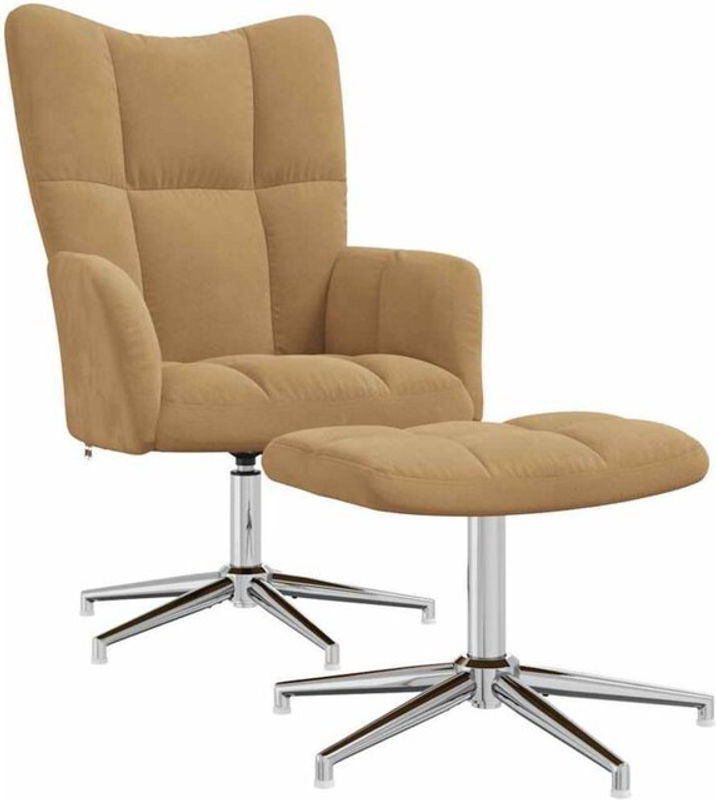Modernes vidaxl Relaxsessel Set mit Hocker aus Samt in Braun mit Stahlgestell - Bild 1