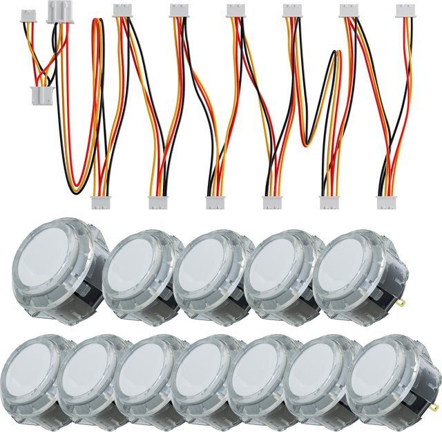 Qanba Gravity KS Arcade-Tasten mit RGB LED Beleuchtung in Transparent für Arcade-Sticks DIY-Teile - Bild 1