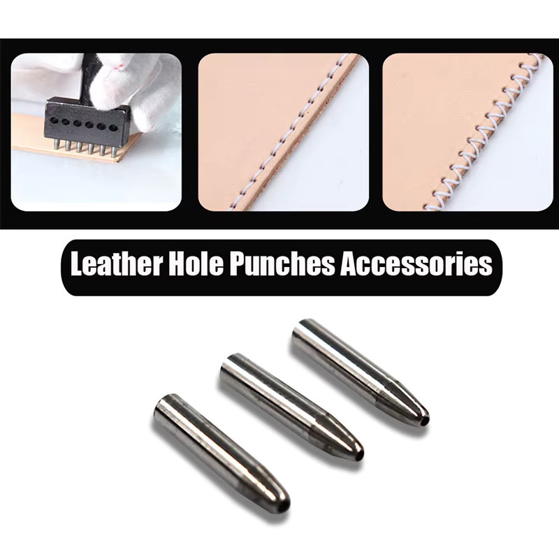 QJH Leder Lochstanze Set mit austauschbaren runden Meißelköpfen aus Metall in Silber für dein DIY Lederhandwerk - Bild 2