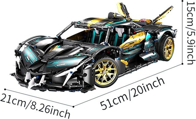 ToylinX 1:10 mechanische Bausteine Supercar, STEM Lernspielzeug, ab 3 Jahre - Bild 1