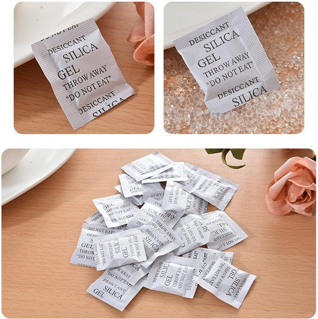 100 Packungen Silica Gel Trockenmittel Feuchtigkeit Absorber Luftentfeuchter in Weiß - Bild 1