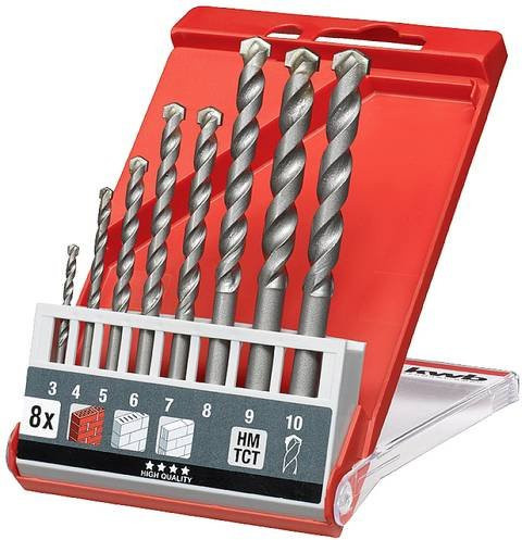 Kwb 39800 Stein-Spiralbohrer-Set aus Vergütungsstahl mit Carbide-Spitze, 8-teilig, Farben: Grau und Silber, Durchmesser: 3 mm, 4 mm, 5 mm, 6 mm, 7 mm, 8 mm, 9 mm, 10 mm, Zylinderschaft - Bild 1