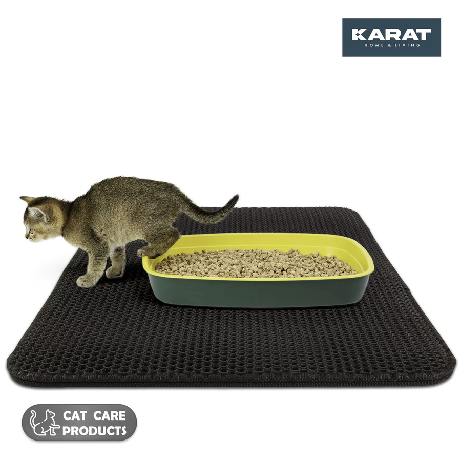 Floordirekt Katzenstreumatte Charly mit Bienenwaben-Design, wasserdicht und rutschfest, B/B/H: 61,0 x 38,0 x 38,0 cm, Anthrazit/Grau/Braun/Schwarz - Bild 4