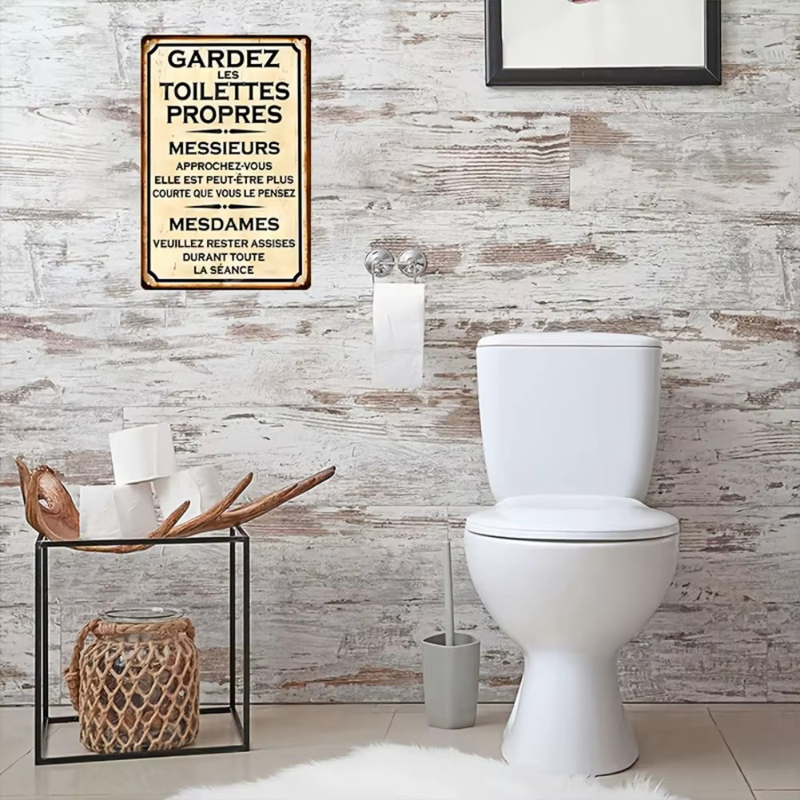 Potdemiel Vintage Badezimmerschild aus Eisen mit humorvollen Toilettenregeln, Wandkunst im rustikalen Design, Breite: 20,3 cm, Höhe: 30,5 cm - Bild 3