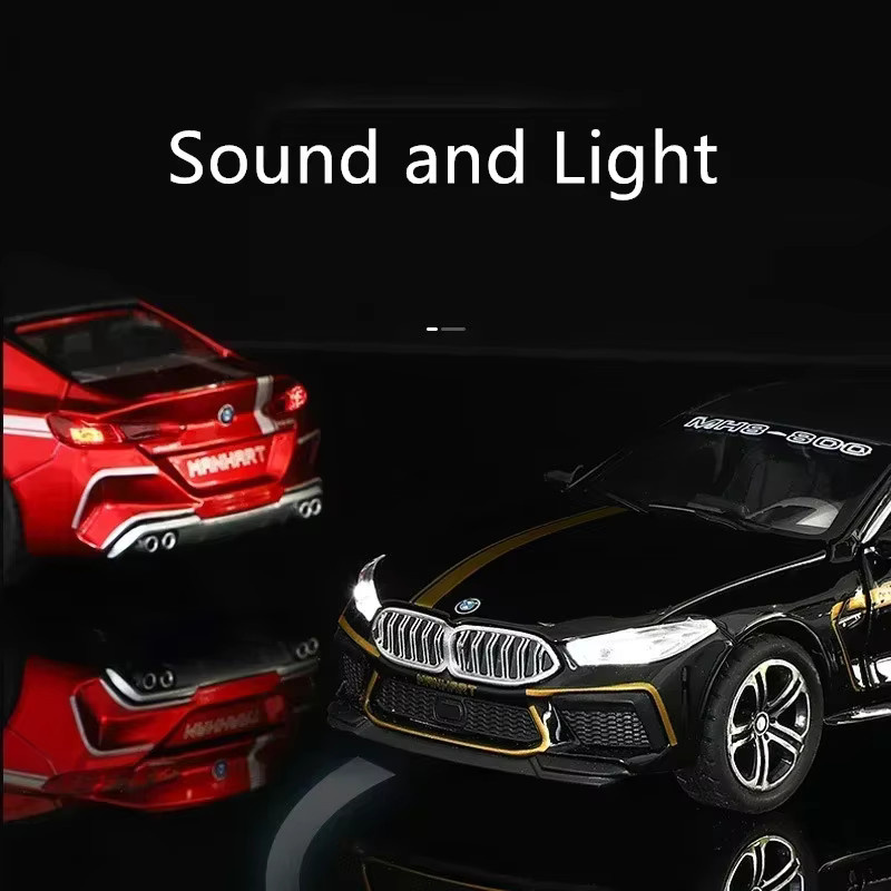 M8 Sportwagen, Modellauto, 1:32, Metall, mit Sound & Licht, Schwarz - Bild 2