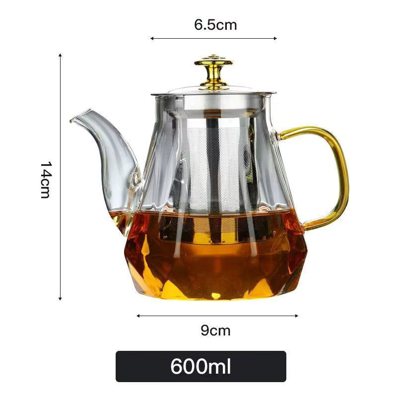 JUSTINLAU Glas-Teekanne aus hitzebeständigem Borosilikatglas in Transparent mit abnehmbarem Edelstahl-Ei und Infuser, 0,4 l - Bild 6