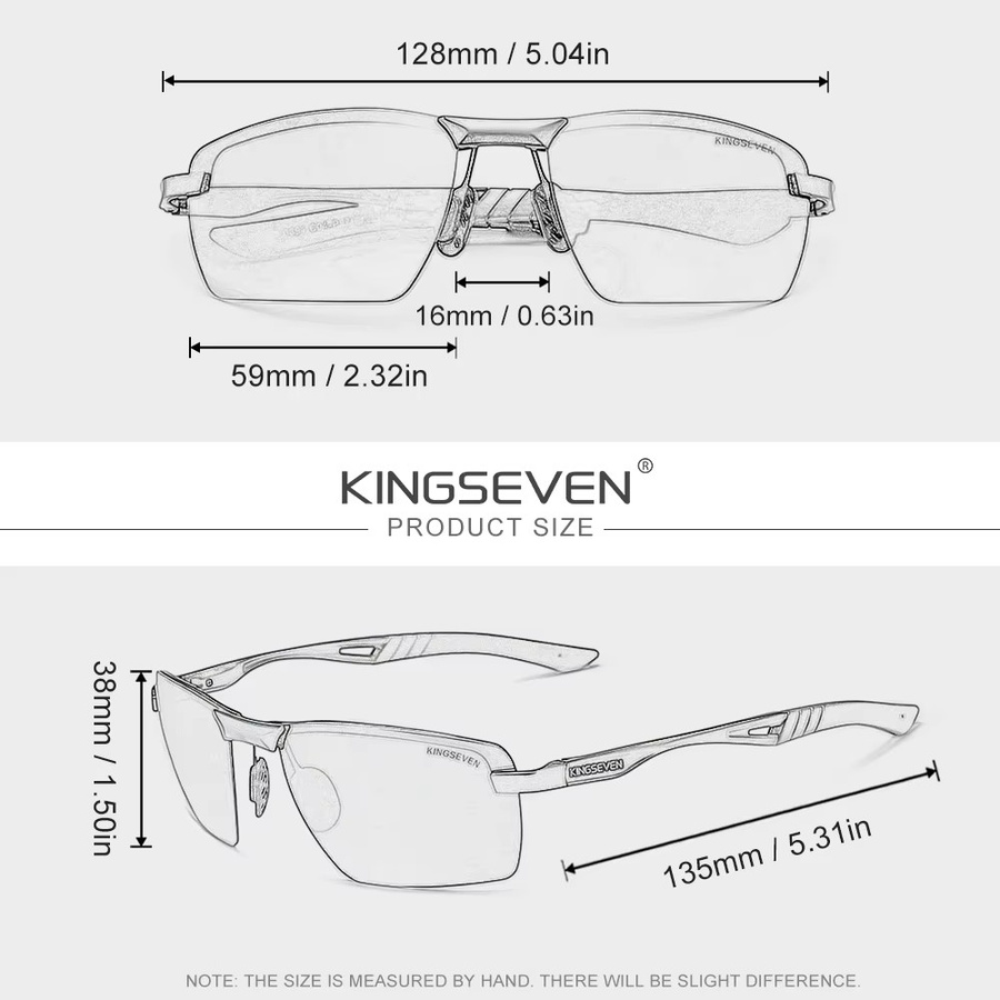 KINGSEVEN Sonnenbrille, randlos, rechteckig, Herren, schwarz, Metall, polarisiert - Bild 3