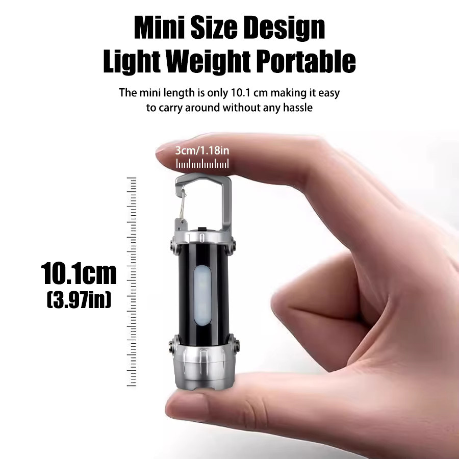 Heinast Mini-LED-Schlüsselanhänger-Taschenlampe mit Haken und RGB-Licht in Silber - Bild 6