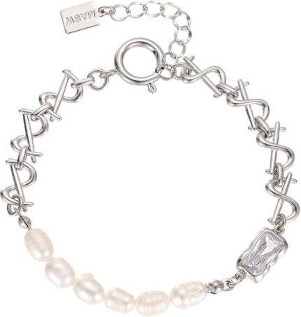 Charm-Armband, Silber, Süßwasserperlen, Zirkonia, Damen, gray - Bild 1