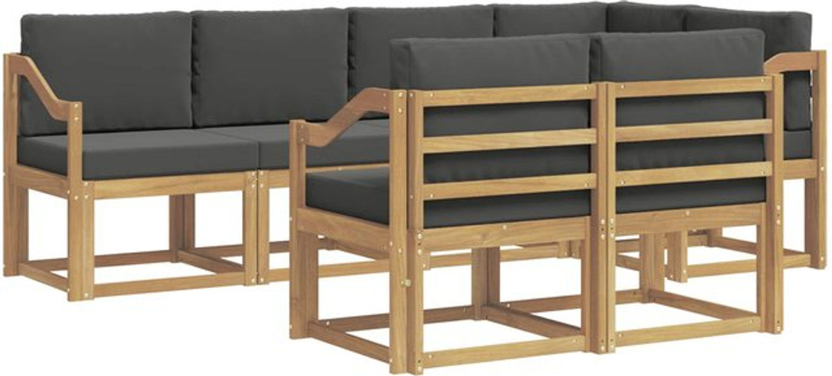 7-teilige Outdoor-Sofagarnitur vidaXL aus Akazienmassivholz und Polyester in Weiß und Anthrazit - Bild 1