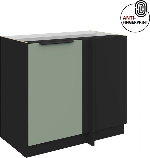 Küchen Eckschrank ARIA Aquamarin matt mit Anti Fingerprint Effekt, Breite: 105 cm - Bild 1