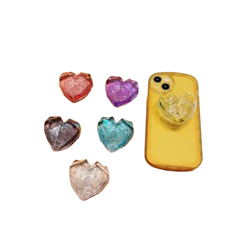 Universeller 3D-Diamant-Liebes-Herz Handy-Sockelhalter in Blau als Griptok und Klappständer für iPhone und Samsung - Bild 3
