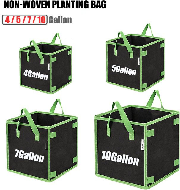 Schwarze Pflanzbeutel aus Vliesstoff für Gemüse und Blumen, Grow Bags für den Garten - Bild 1
