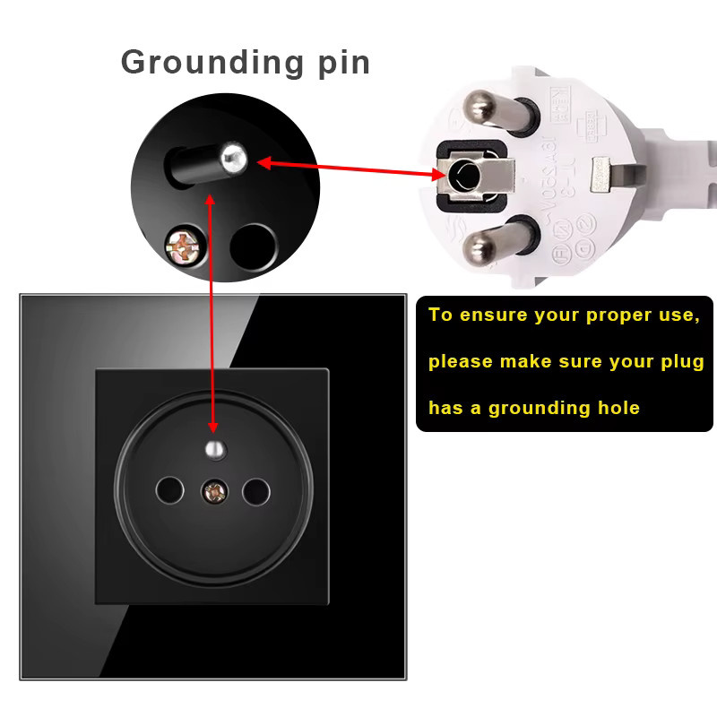 NYWP Touch-Lichtschalter und französische Steckdosen mit USB-C Ladegerät aus Kristallglas in Schwarz - Bild 3