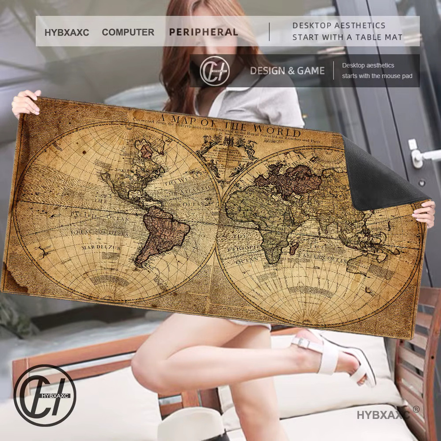 HYBXAXC Mauspad Retro Navigationskarte Kunst Gamer Mousepad aus Naturkautschuk als große Schreibtischunterlage - Bild 2