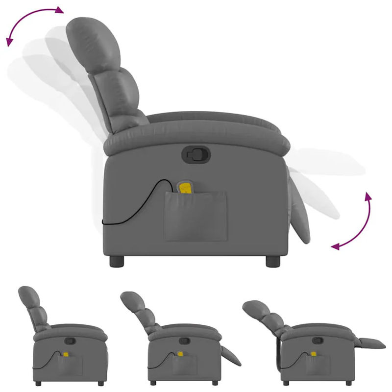 Vidaxl Aufklappbarer Massagesessel in Grau mit Kunstlederbezug und modernem Design - Bild 5