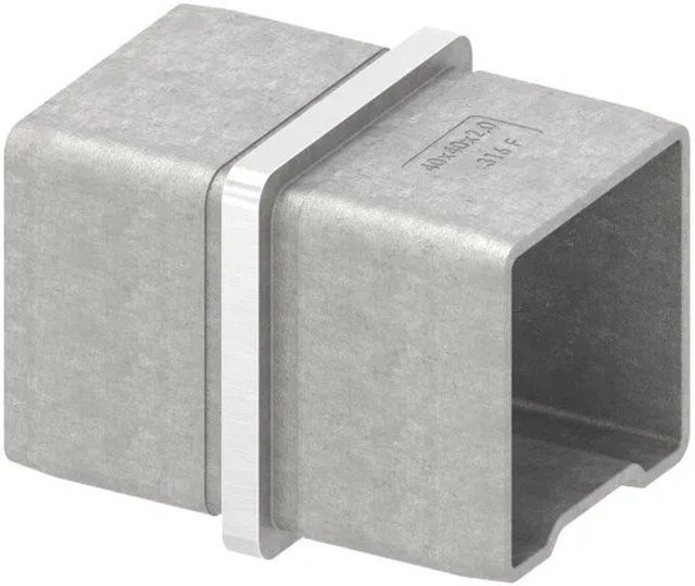 FeNau Vierkantrohr-Steckverbinder V4A Gerade, Silber, Edelstahl gebürstet, 40 x 40 x 2,0 mm - Bild 1