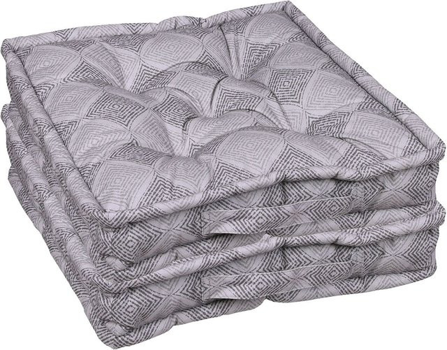 GO-DE TEXTIL Gartenauflage Raute 2er Set Boxkissen in Grau mit Schaumstofffüllung - Bild 1