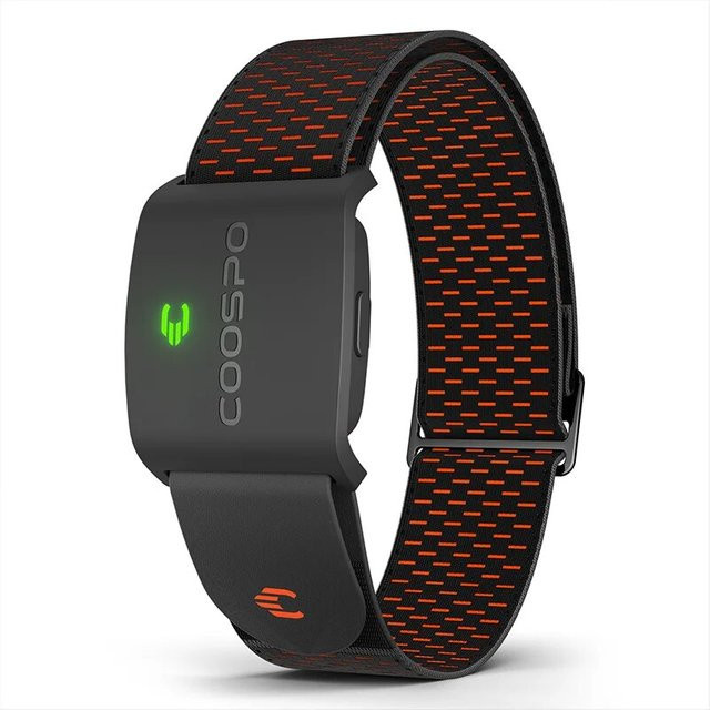 COOSPO HW9 Armband-Herzfrequenzmesser mit HR-Zonen und Kalorienmessung, Bluetooth BLE5.0 und ANT+ HRM-Sensor für Peloton, Zwift und Wahoo, Schwarz/Weiß - Bild 1