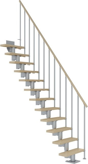 Dolle Mittelholmtreppe Dublin Gerade in Ahorn Perlgrau mit Holzoptik bis 315 cm Höhe, Breite: 65 cm - Bild 1
