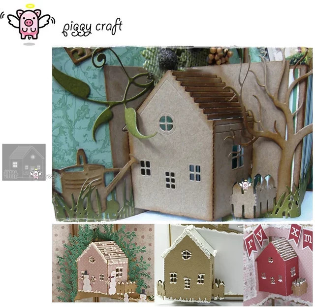 Piggy Craft Metall-Stanzformen für 3D-Hauskarten und Scrapbooking in Braun - Bild 1