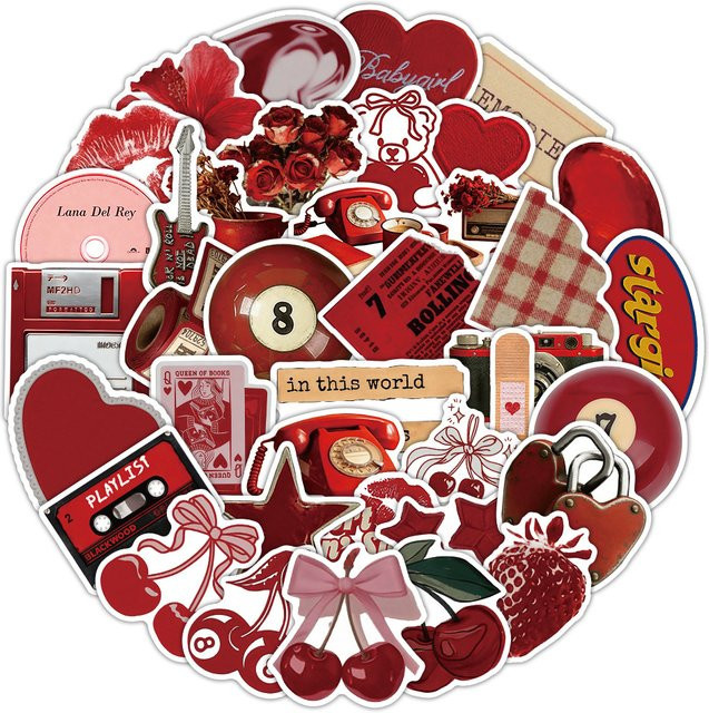 Rspctou Vintage Y2K Cherry Girl Graffiti-Aufkleber, 10-teiliges Set - Bild 1