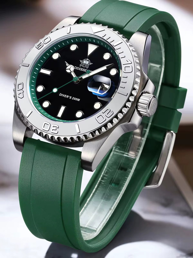 ADDIESDIVE Armbanduhr, Herren, Quarz, Edelstahl, 41 mm, Kautschuk, Schwarz - Bild 7