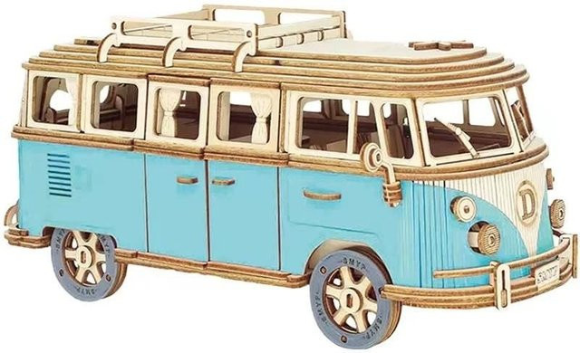 Volkswagen VW T1, 3D Holzpuzzle, Modellauto - Bild 1