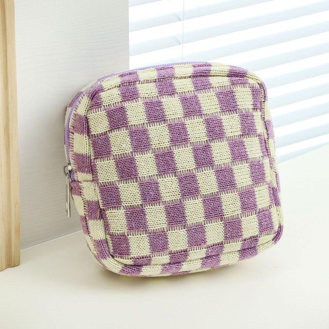NATAWA Kosmetiktasche Schachbrett-Muster, violett, Damen - Bild 1