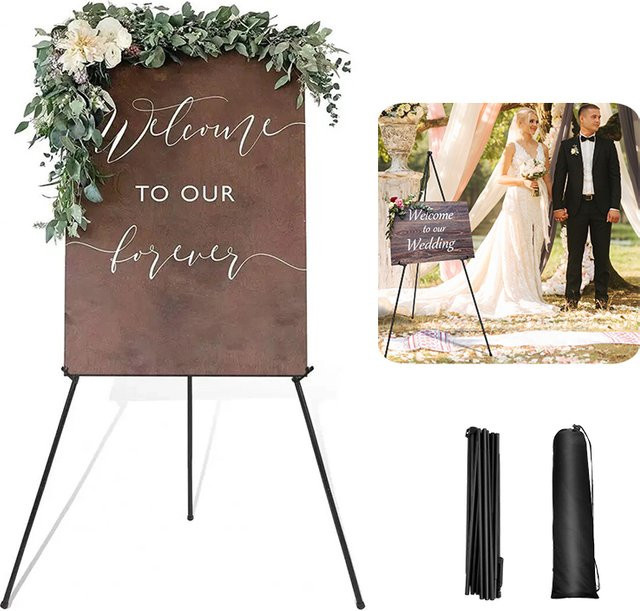A+ Bodenstaffelei-Ständer aus Metall in Schwarz, höhenverstellbares Poster-Display für Hochzeiten und Partys, Höhe: 160 cm - Bild 1