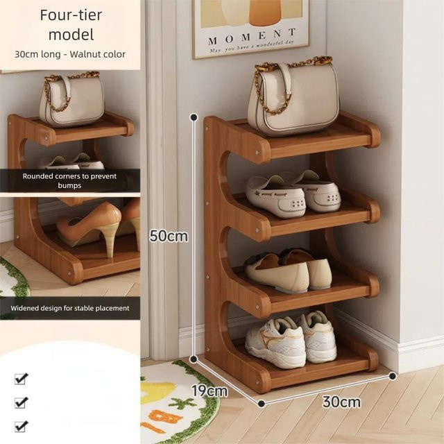 Taiinzhen8 Schuhregal aus Bambus in Braun mit 4 Ebenen und minimalistischem Design - Bild 1