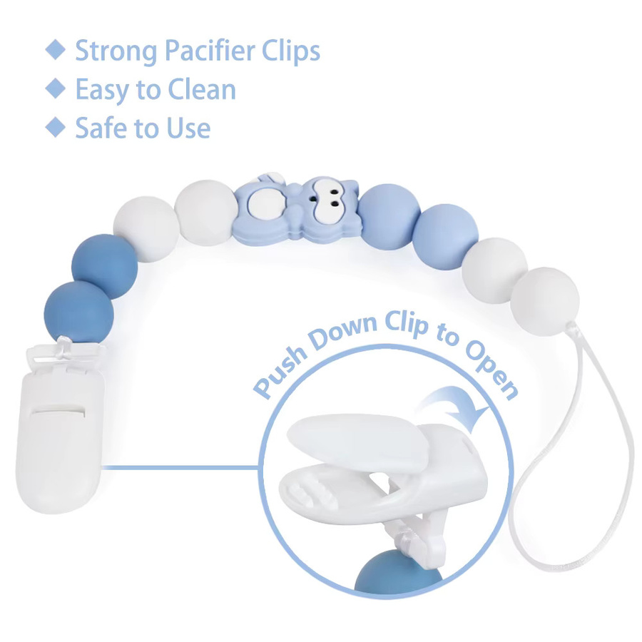 TYRY.HU 2er Set Baby Schnuller Clips mit integriertem Silikon Beißring als Zahnspielzeug, BPA-frei - Bild 2