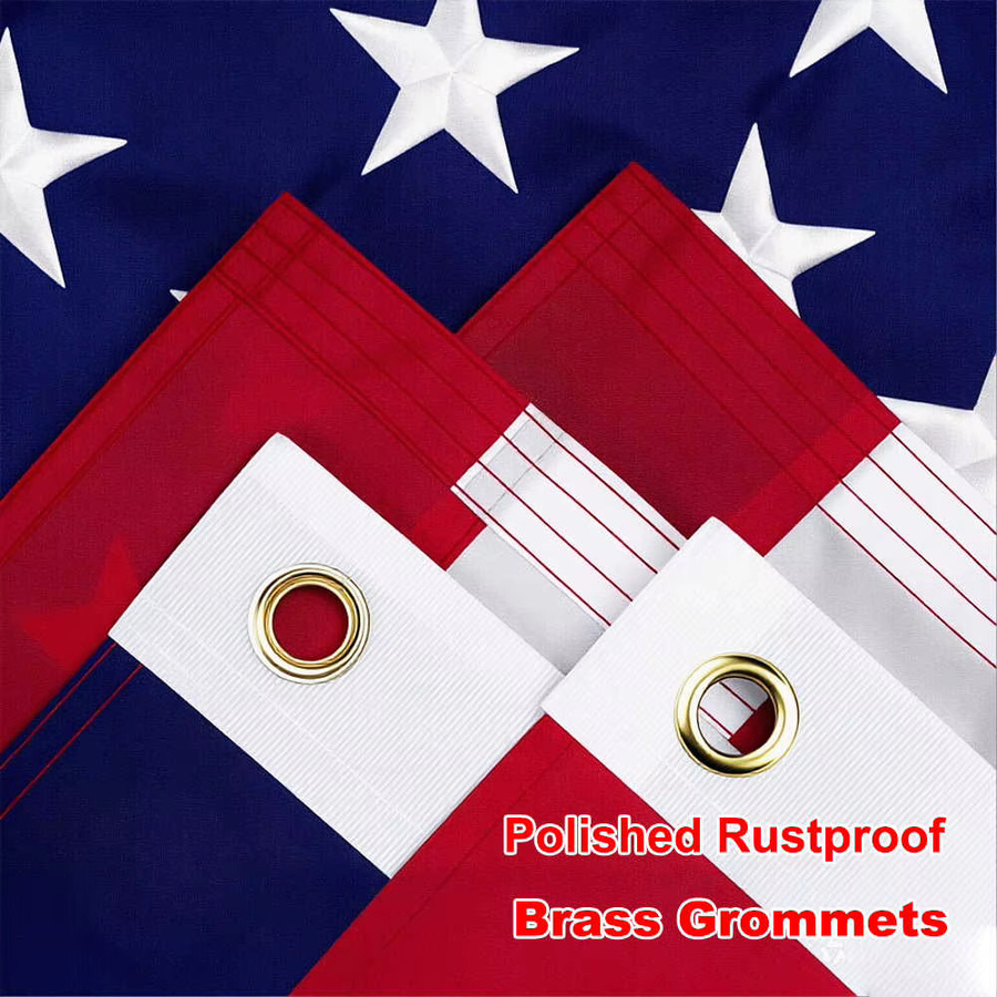 Hochwertige bestickte US-Flagge USA mit Messingösen, rot-weiß-blau, B/H: 91,44 x 152,4 cm - Bild 5