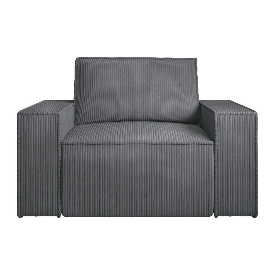 Sessel Amelia von Vente-unique mit gerader Rückenlehne in Anthrazitgrau, Breite: 120 cm - Bild 2