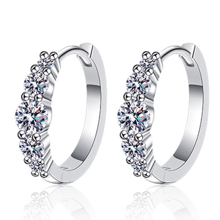 KNOBSPIN D Creolen-Moissanit-Ohrringe, 925 Silber, Diamant, Damen - Bild 3