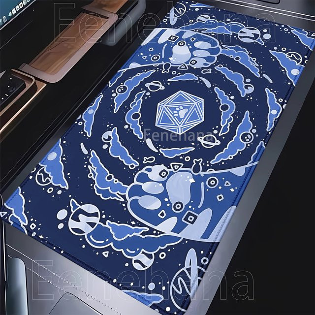 Eenehana Cat Paw Anime Mauspad XXL in Blau, rutschfeste Gaming-Tastaturunterlage mit HD-Druck, B/T: 90 x 40 cm - Bild 1