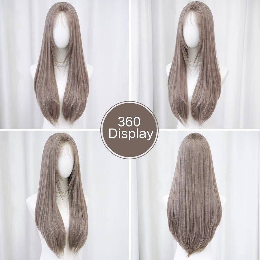 7JHH WIGS Perücke, lila-braun, lang, gerade, Damen, synthetisch - Bild 3