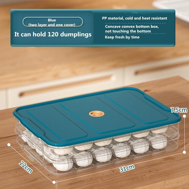Idealife Multilayer Knödel Box zur Lebensmittelaufbewahrung für Wonton und Eier, 2-lagig, Blau - Bild 1