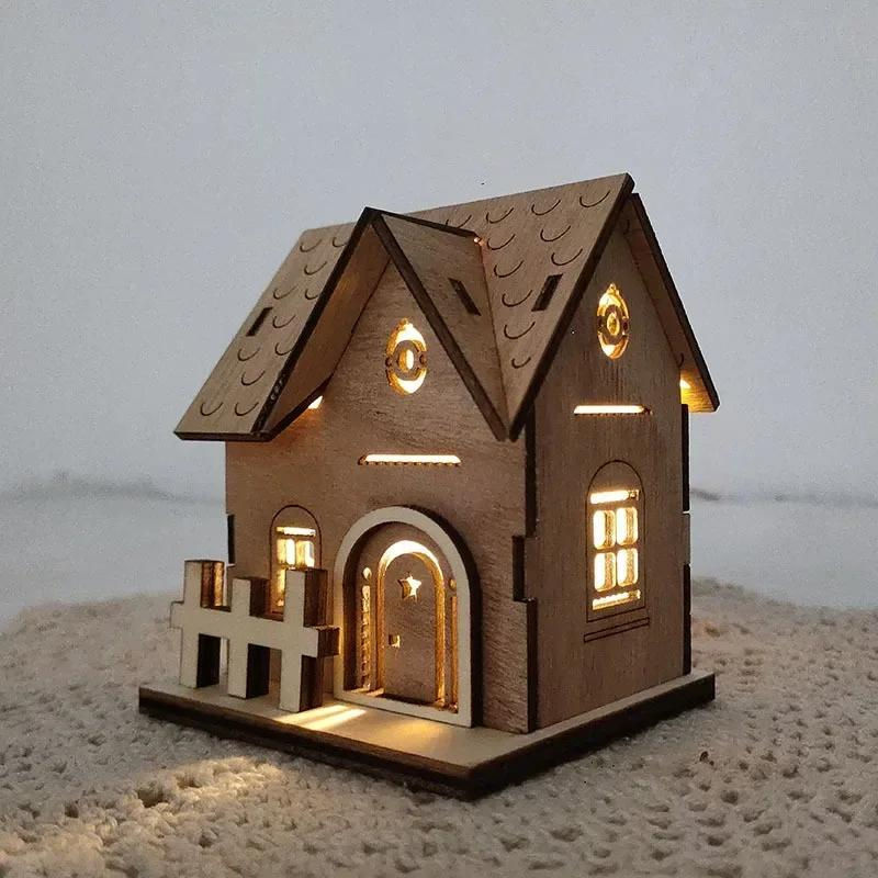 Bestbags Weihnachts-Deko Haus aus Holz in Braun mit Lichteffekt - Bild 2